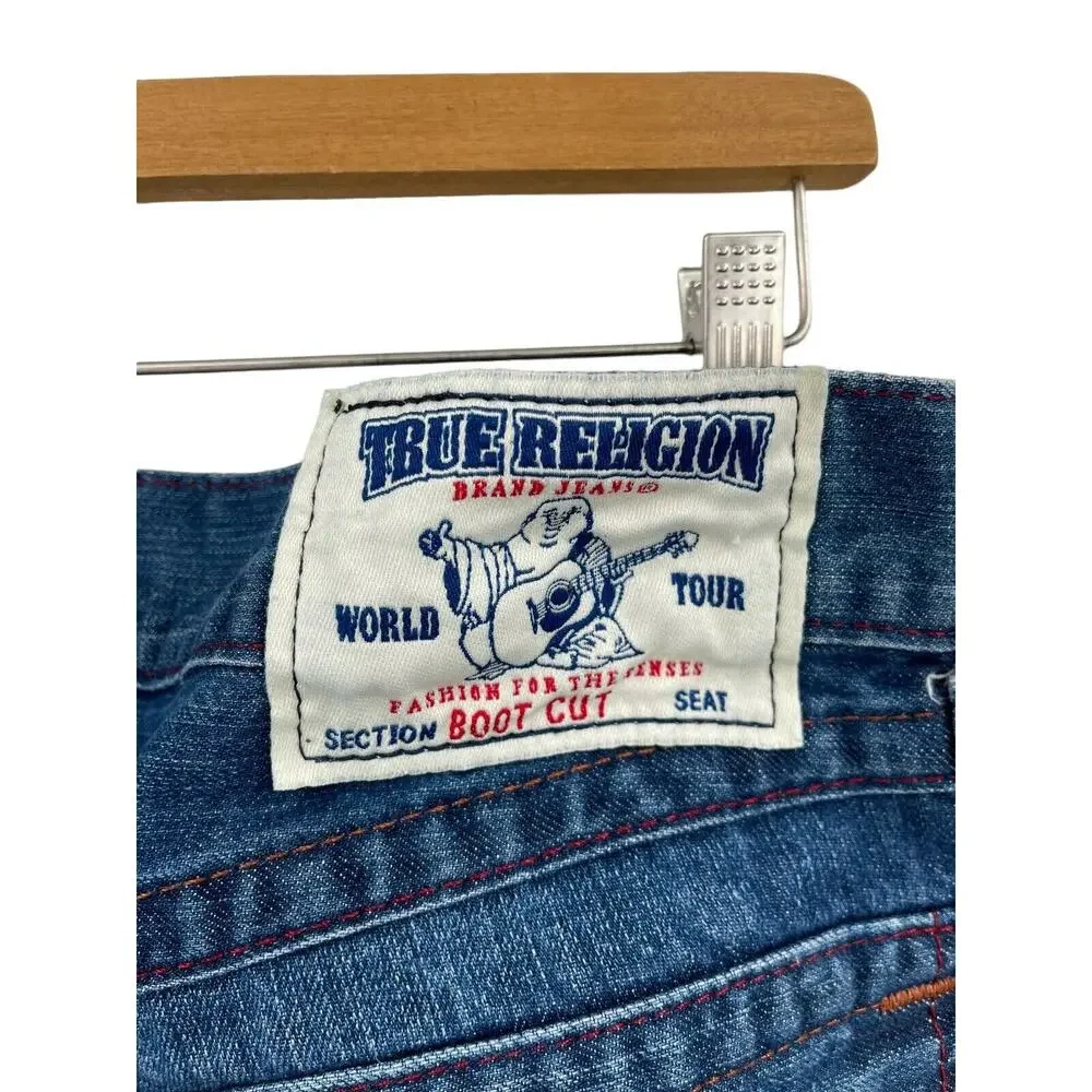 True Religion Bootcut Jeans Flap Pocket Tag reads size 33 waist measures 36
